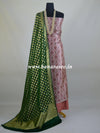 Banarasee Digital Print Semi Silk Salwar Kameez Set With Green Zari Dupatta-Off White