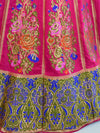 Banarasee Handwoven Art Silk Unstitched Lehenga & Blouse Fabric With Meena Work-Hot Pink