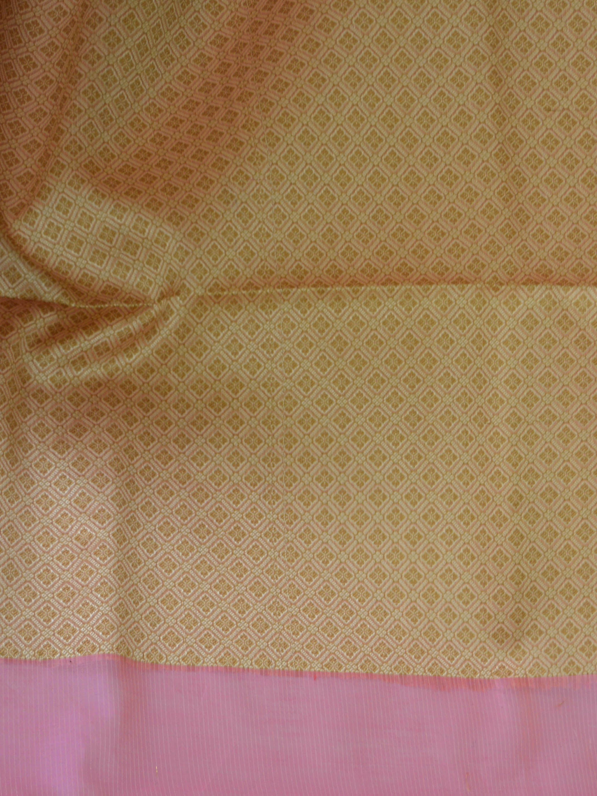 Banarasee Cotton Silk Saree With Resham Border-Pink