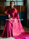 Banarasee Semi Silk Saree With Copper Zari Buta & Border Design-Magenta