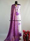 Banarasee Purple Shibori Dyed Chanderi Salwar Kameez Fabric With Cotton Silk Dupatta-White