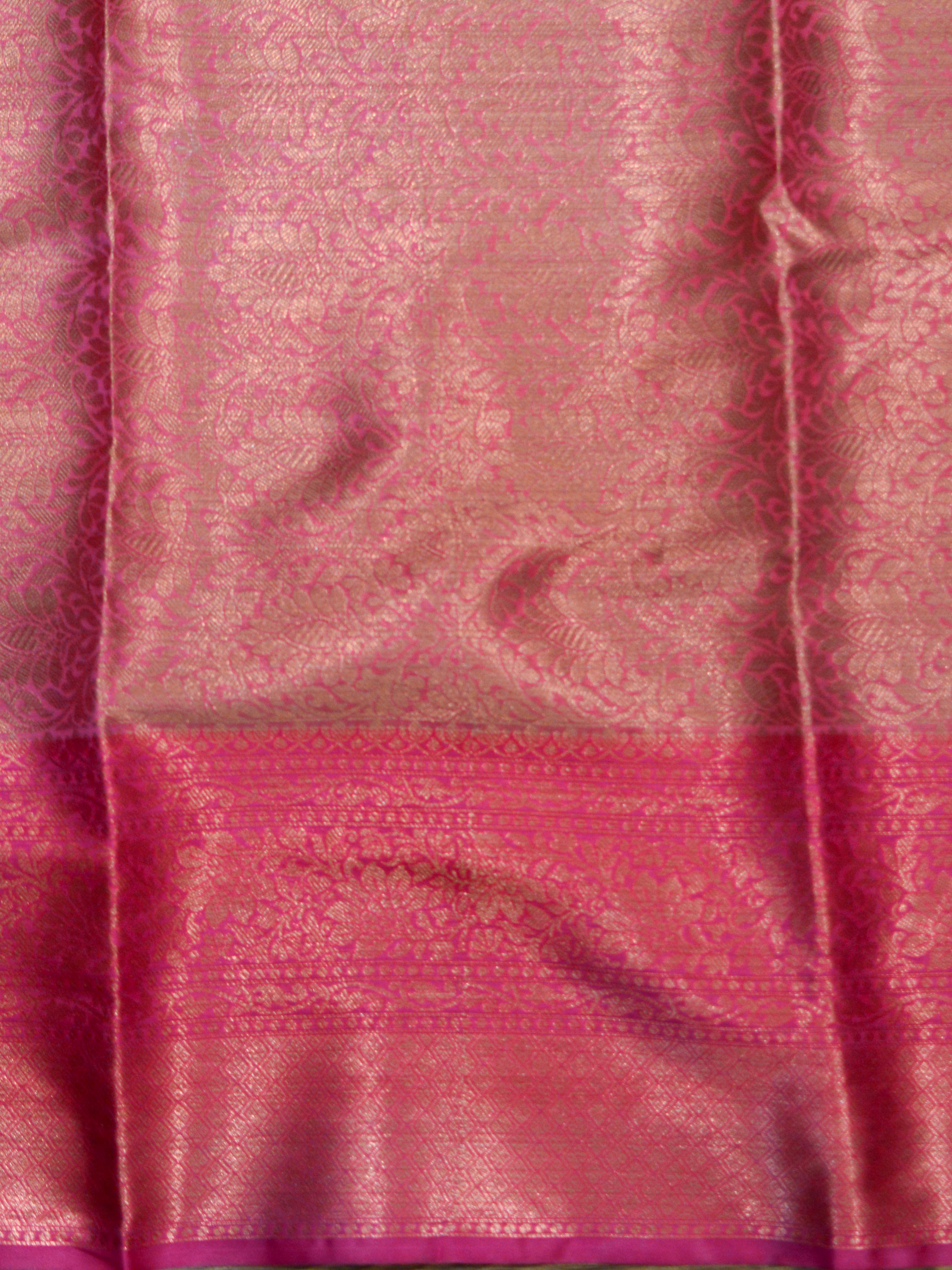 Banarasee Organza Mix Saree With Drop Buta Design & Broad Border-Beige