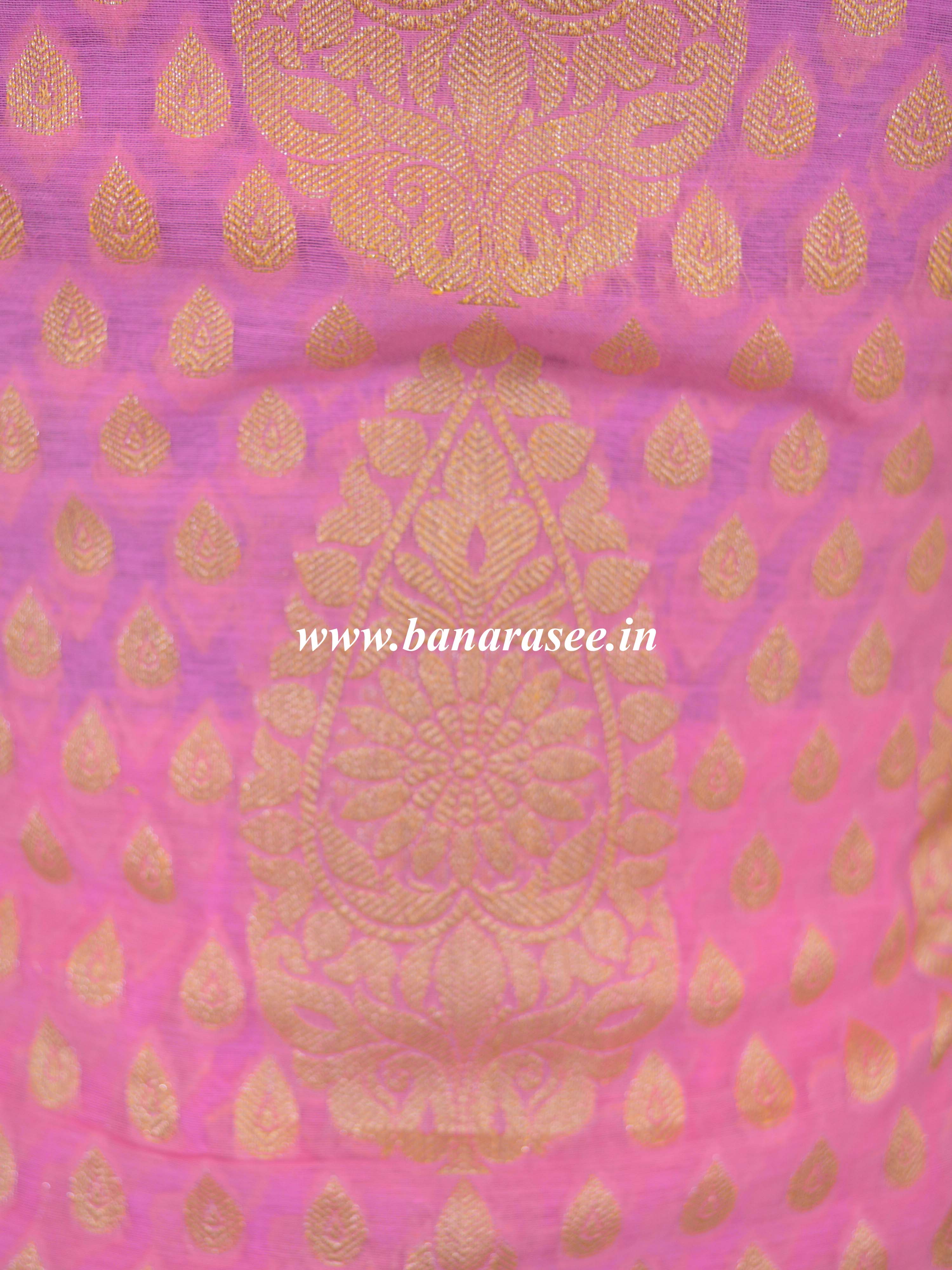 Banarasee Salwar Kameez Cotton Silk Gold Zari Buti Woven Fabric-Mauve