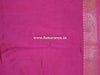 Banarasee Chanderi Cotton Saree With Pink Satin Border & Contrast Blouse-Grey