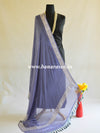 Banarasee Handwoven Pure Chiffon Dupatta Buti Design In Silver Zari-Grey
