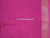 Banarasee Chanderi Cotton Saree With Pink Satin Border & Contrast Blouse-Brown