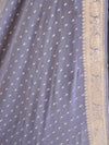 Banarasee Handwoven Pure Chiffon Dupatta Buti Design In Silver Zari-Grey