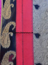 Banarasee Cotton Silk Tanchoi Weave Saree With Paisley Zari & Resham Border-Brown