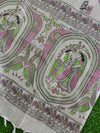Handloom Khadi Cotton Salwar Kameez With Madhubani Print Dupatta-Beige