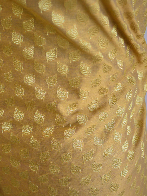 Banarasee Salwar Kameez Cotton Silk Gold Zari Buti Woven Fabric-Beige