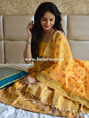 Banarasee Salwar Kameez Cotton Silk Resham Buti Woven Fabric-Yellow