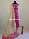Banarasee Handloom Pure Tussar Silk Salwar Kameez Resham Buti Design Fabric-Magenta