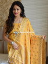 Banarasee Salwar Kameez Cotton Silk Resham Buti Woven Fabric-Yellow