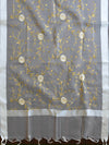 Banarasee Embroidered Gold Jaal Design Organza Dupatta-White