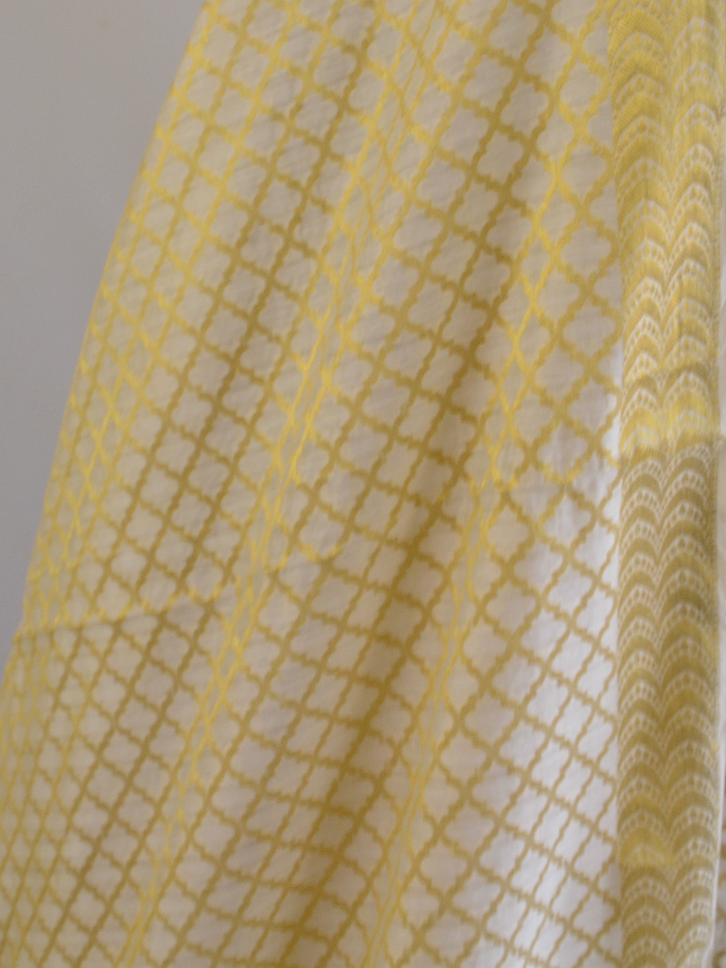 Banarasee Salwar Kameez Cotton Silk Gold Zari Jaal Woven Fabric-Off white