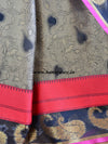 Banarasee Cotton Silk Tanchoi Weave Saree With Paisley Zari & Resham Border-Brown
