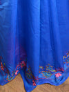 Banarasee Chanderi Cotton Hand-Embroidered Saree-Royal Blue