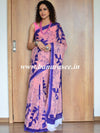 Handloom Mul Cotton Block Print Saree-Peach