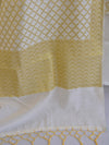 Banarasee Salwar Kameez Cotton Silk Gold Zari Jaal Woven Fabric-Off white