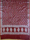 Banarasee Salwar Kameez Glossy Cotton Silk Silver Woven Buti Fabric-Pink & Maroon