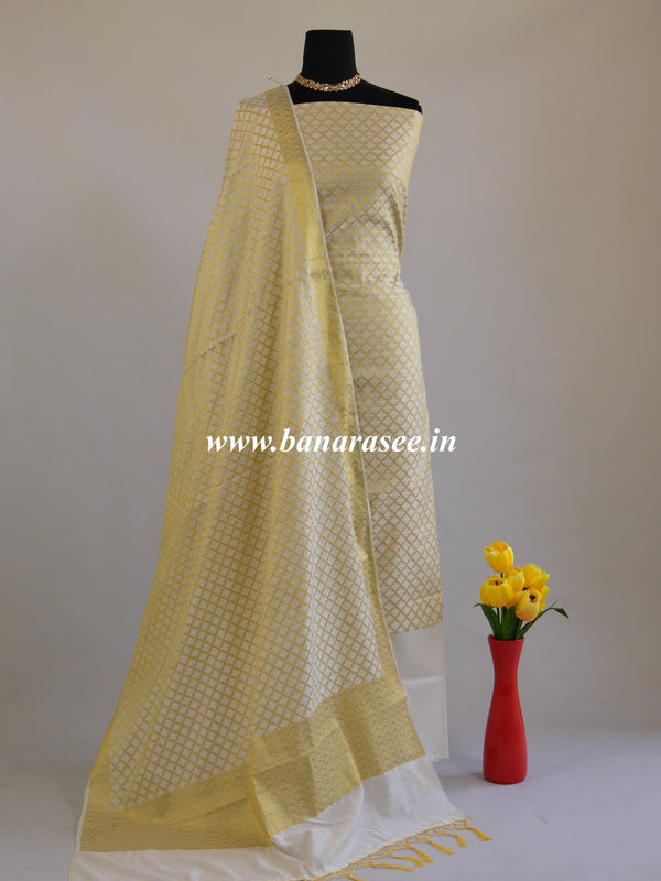 Banarasee Salwar Kameez Semi Silk Zari Jaal Work Fabric & Hot Pink Dup