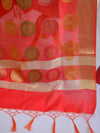 Banarasee Art Silk Dupatta With Gold Zari Buta Design-Red