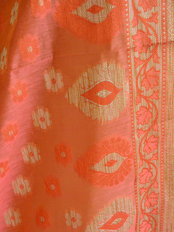 Banarasee Cotton Silk Resham Work Dupatta-Orange