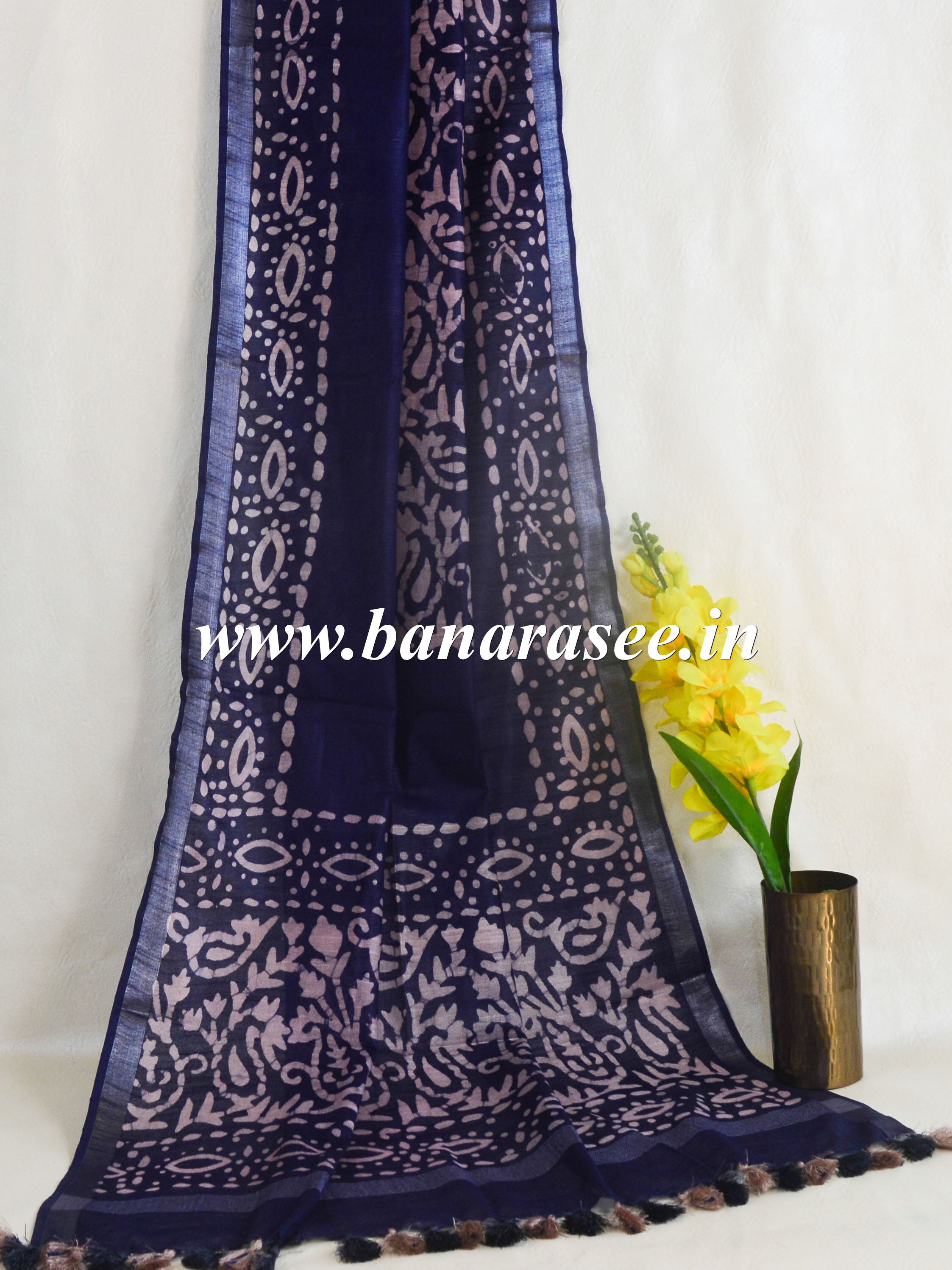 Bhagalpur Linen Cotton Dupatta-Deep Blue