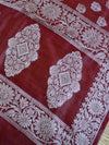 Banarasee Salwar Kameez Glossy Cotton Silk Silver Woven Buti Fabric-Pink & Maroon