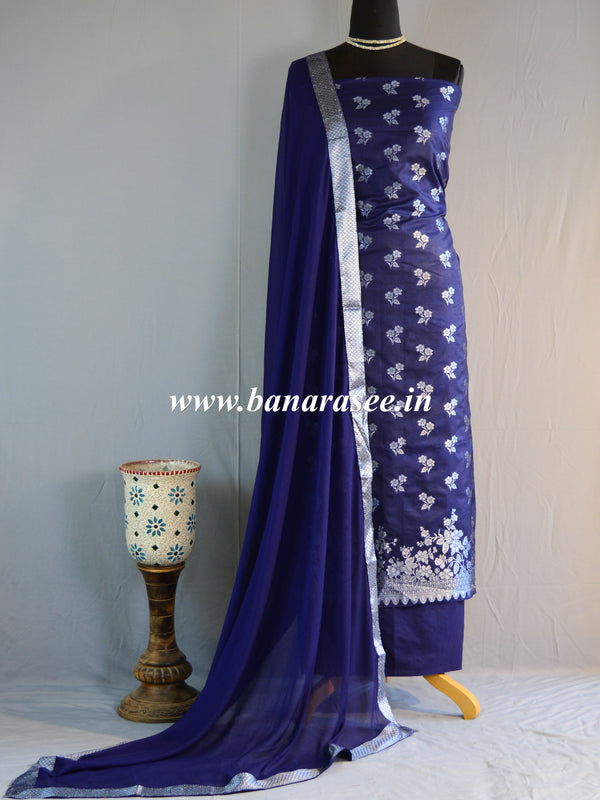 Banarasee Salwar Kameez Cotton Silk Gold Zari Buti Woven Fabric-Bright