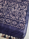 Bhagalpur Linen Cotton Dupatta-Deep Blue