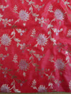 Banarasee Salwar Kameez Glossy Cotton Silk Silver Woven Buti Fabric-Pink & Maroon