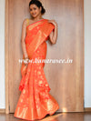 Banarasee Cotton Silk Mix Saree With Big Zari Buta-Orange