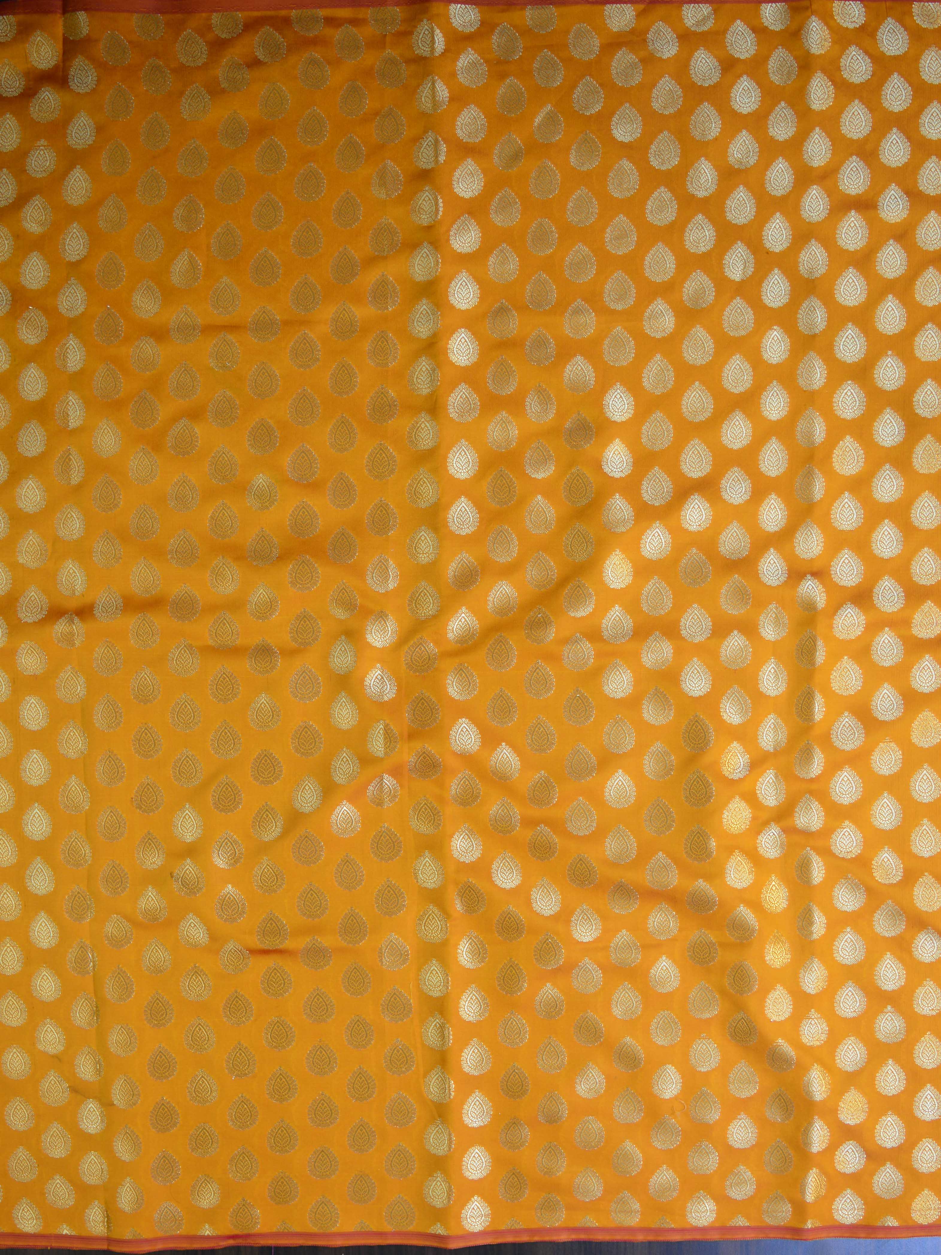 Banarasee Brocade Salwar Kameez Fabric With Organza Dupatta-Orange & Green