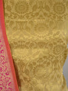 Banarasee Handwoven Brocade Salwar Kameez Fabric With Chanderi Cotton Dupatta-Gold