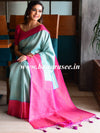 Banarasee Kubera Pattu Soft Silk Saree With Copper Zari Work-Green & Pink