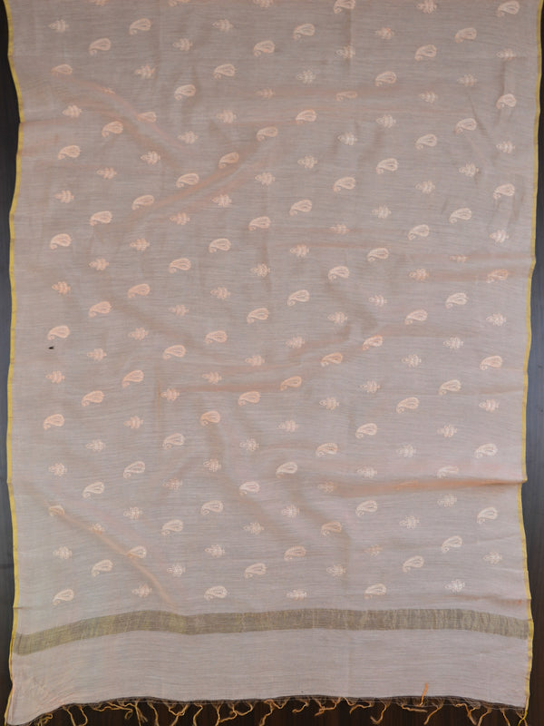 Chikankari Handloom Chanderi Cotton Salwar Kameez Set-White & Peach
