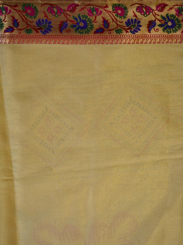 Banarasee Faux Georgette Saree With Paithani Border-Orange