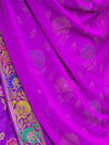 Banarasee Salwar Kameez Semi Katan Silk Zari Buti Fabric With Chiffon Dupatta-Violet