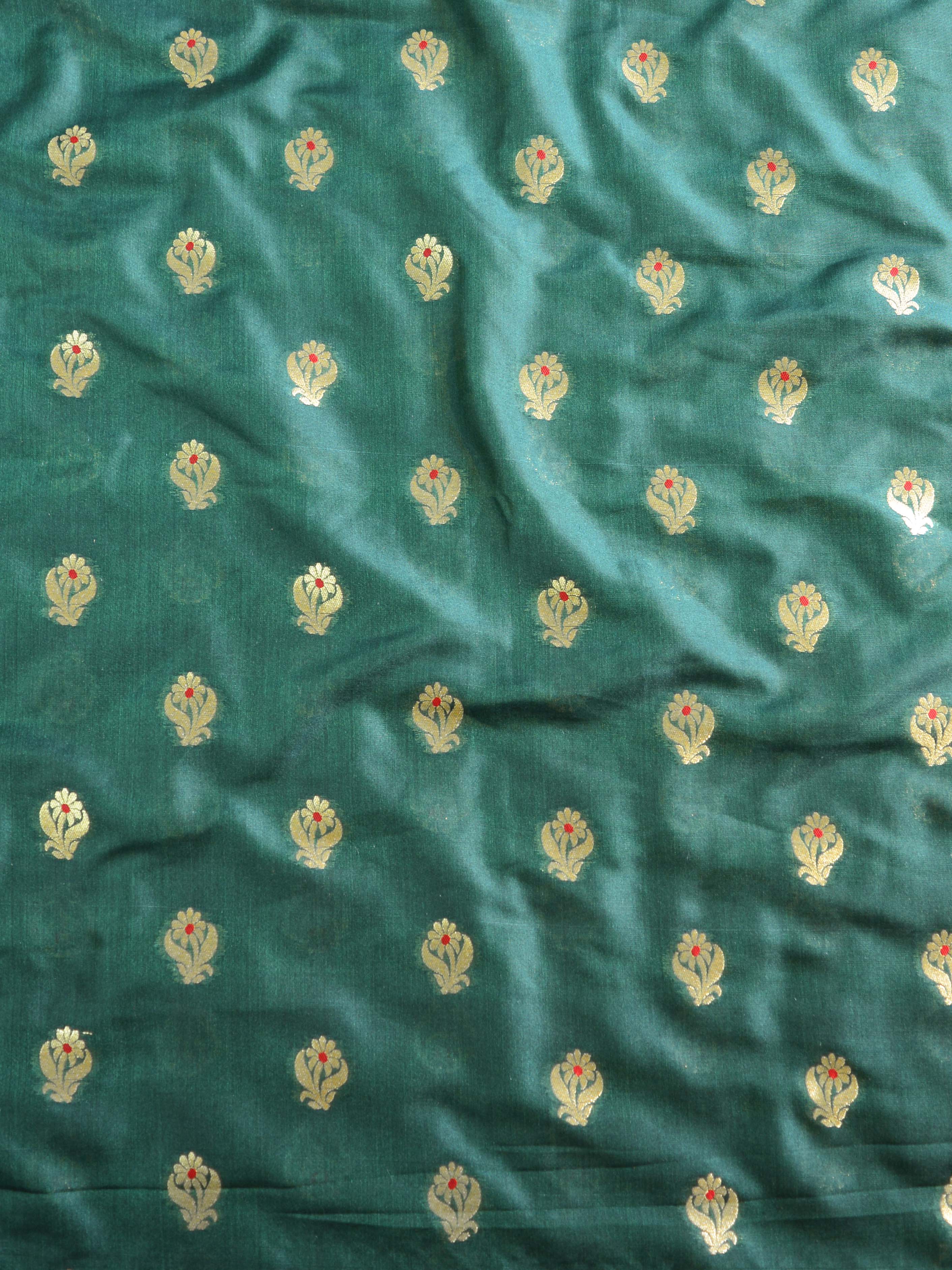 Banarasee Semi Silk Salwar Kameez Fabric With Velvet Gotapatti Dupatta-Maroon & Green