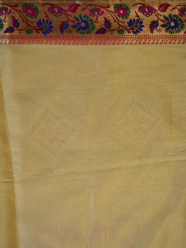 Banarasee Faux Georgette Saree With Paithani Border-Green
