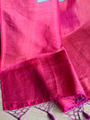 Banarasee Kubera Pattu Soft Silk Saree With Copper Zari Work-Green & Pink