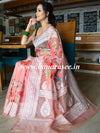 Banarasee Handwoven Organza Silk Multicolour Resham Floral Embroidery Saree-Peach