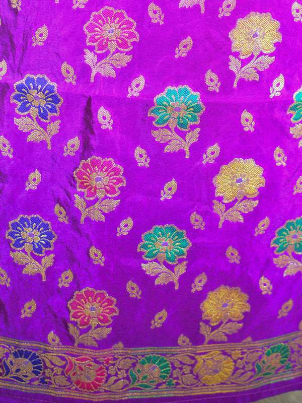 Banarasee Salwar Kameez Semi Katan Silk Zari Buti Fabric With Chiffon Dupatta-Violet