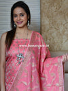 Banarasee Salwar Kameez Cotton Silk Resham Buti Woven Fabric-Pink