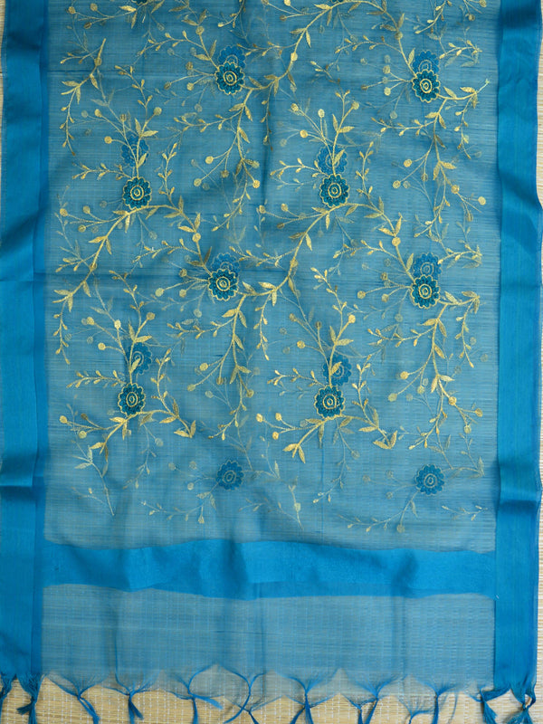 Banarasee Brocade Salwar Kameez Fabric With Organza Dupatta-Orange & Green