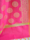 Banarasee Handwoven Brocade Salwar Kameez Fabric With Chanderi Cotton Dupatta-Gold
