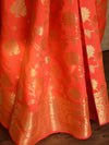 Banarasee Cotton Silk Mix Saree With Big Zari Buta-Orange
