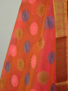 Banarasee Chanderi Cotton Salwar Kameez Fabric With Resham Buta Design-Red