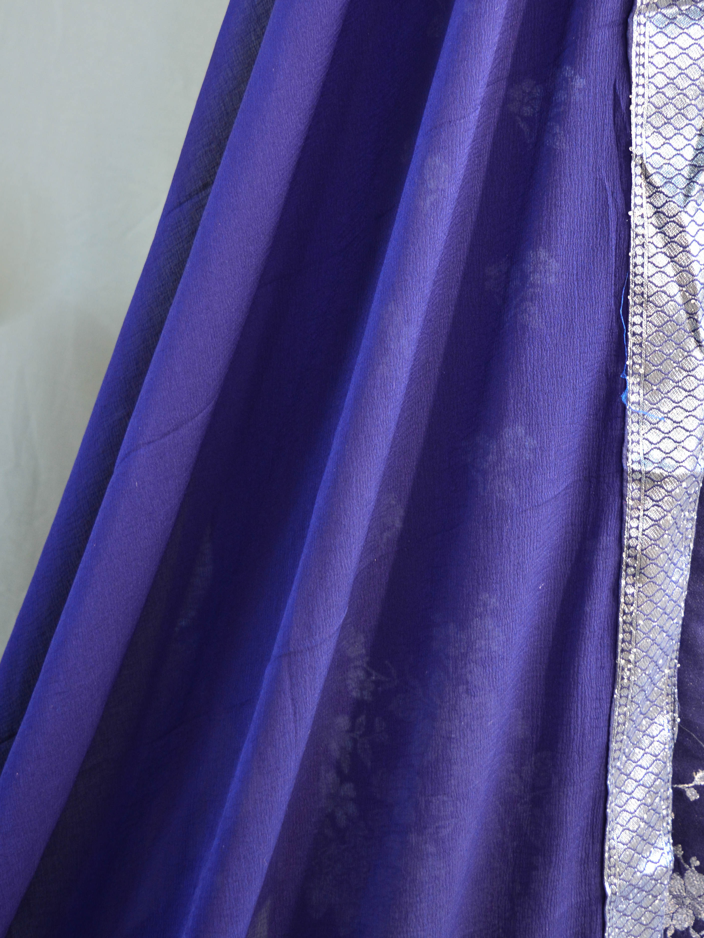 Banarasee Salwar Kameez Semi Katan Silk Fabric With Zari Design & Chiffon Dupatta-Blue